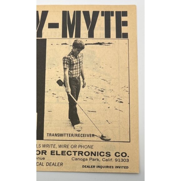 Myty Myte Metal Detector Print Ad Vintage 70s Locating Excelsior Electronics CA - Picture 5 of 6